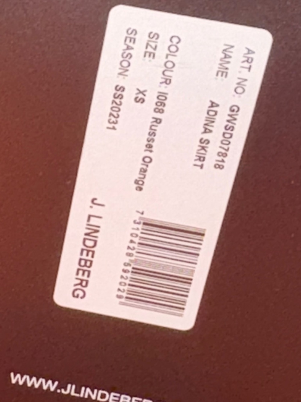 J. Lindeberg Adina Skirt in Russet Orange, size XS New with tags - Picture 5 of 5